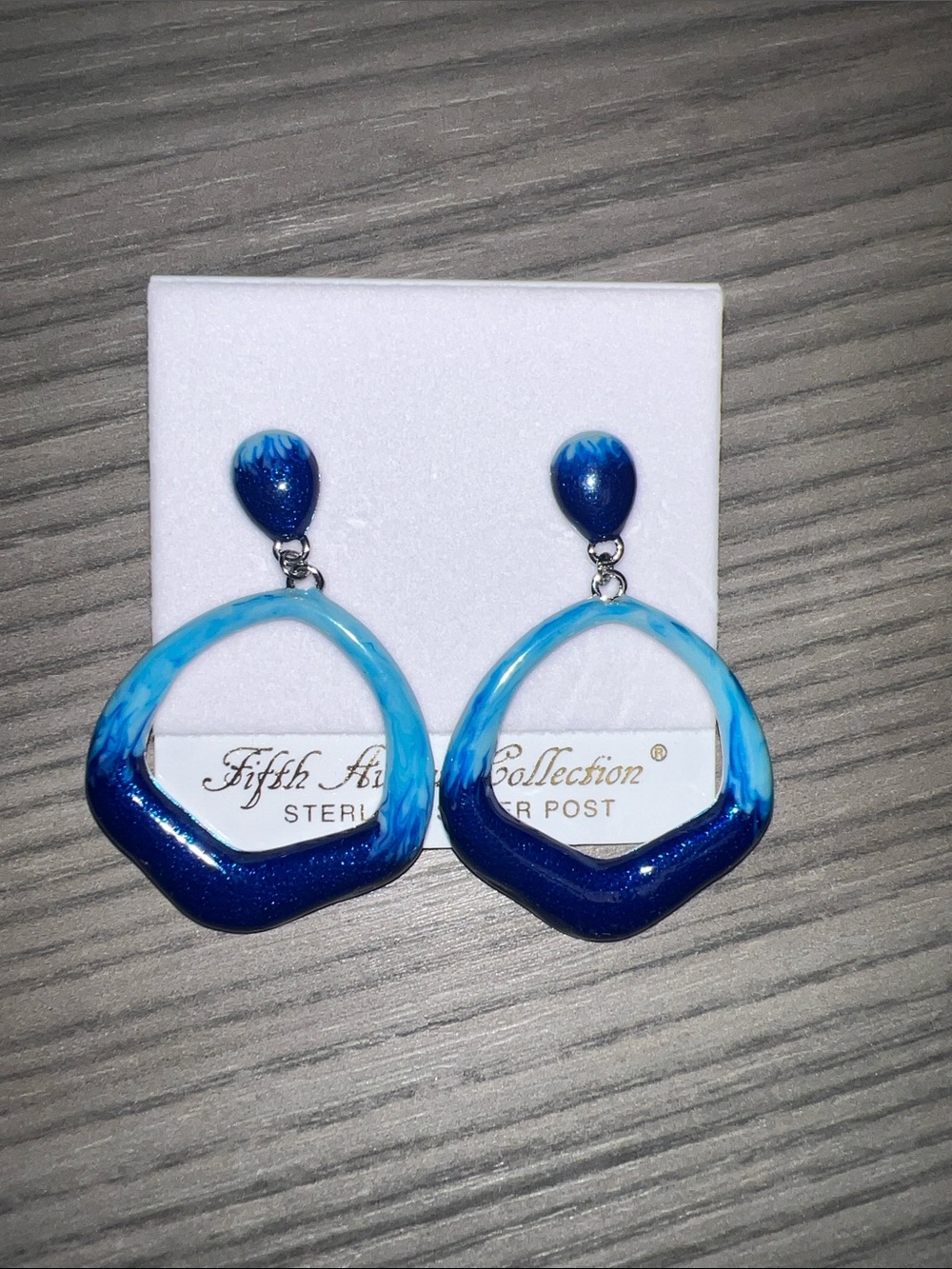 Fifth Avenue Collection Blue Ombré Hoop Drop Earrings - Sterling Post